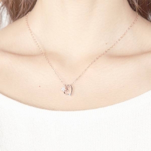 Beji(�x�W) heart with star/�l�b�N���X/Natural Pink�~White Stone�ycz�_�C���z�y�Ԍ˂������񒅗p�z