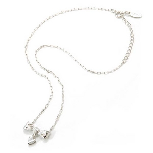  Beji(ベジ) ribbon type/ネックレス/Sparkle Silver×White Stone【czダイヤ】【網戸もえさん着用】