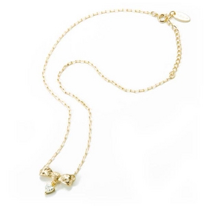  Beji(ベジ) ribbon type/ネックレス/Light Yellow×White Stone【czダイヤ】