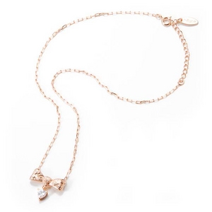  Beji(ベジ) ribbon type/ネックレス/Natural Pink×White Stone【czダイヤ】