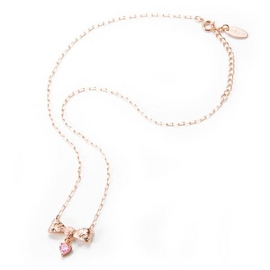  Beji(ベジ) ribbon type/ネックレス/Natural Pink×Pink Stone【czダイヤ】【網戸もえさん着用】