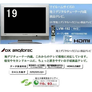 DXブロードテック 19型デジタルハイビジョン液晶テレビ LVW-192 シルバー HDMI入力端子・D4入力端子搭載