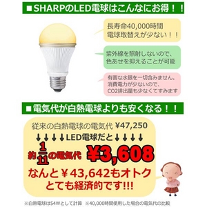 SHARP（シャープ） LED電球 ELM（エルム） ［E26口金］一般電球タイプ スタンダードモデル （昼白色相当） DL-L401N