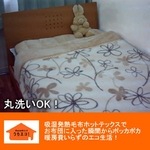 あったか発熱毛布ホットテックス(HOT TEX) 衿付合わせ毛布 シングル プリモ柄ベージュ
