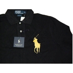 POLO Ralph Lauren(ポロ ラルフローレン) ビッグポニーポロシャツ(長袖) カスタムフィット ブラック×イエロー Mサイズ