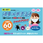 使い捨てクリーンマスク【不織布マスク】60枚入り [水色] 2セット