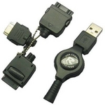 Rix（リックス） FOMA/SoftBank/AU/DoCoMo mova/SoftBank PDC用 USB充電ケーブル （巻取り式、最長約72cm） （ブラック） RX-JK507BK 【3個セット】