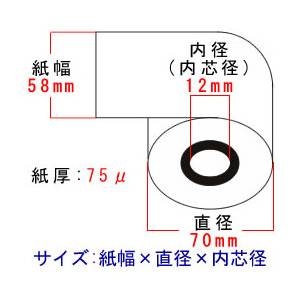 レジロール紙（感熱紙）58mm×70φ×12mm 【20巻】