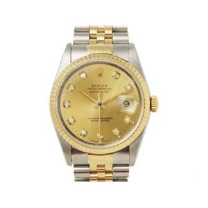 【中古A】ROLEX（ロレックス） 腕時計 デイトジャスト 16233G シャンパン文字盤 新ダイヤ