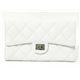 CHANEL｜シャネル 2.55 マトラッセ三つ折長財布 キャビアスキン ホワイト/白｜A35298