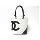 【中古A】CHANEL（シャネル） スモールトートバッグ カンボンライン 白/黒