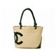 【中古AB】CHANEL（シャネル） ラージトートバッグ カンボンライン ベージュ/ブラック