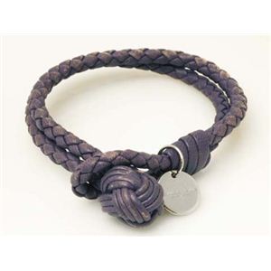【現品限り】BOTTEGA VENETA(ボッテガヴェネタ) イントレチャート ブレスレット パープル 113546 【中古B】