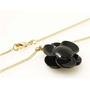 【現品限り】CHANEL(シャネル) ネックレス カメリア ブラック 10P ブラック/ゴールド 【中古SA】