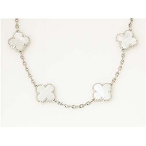 【現品限り】Van Cleef & Arpels(ヴァンクリーフ&アーペル) ヴィンテージ アルハンブラネックレス ロング 20Pホワイトシェル WG ホワイトゴールド 【中古A】