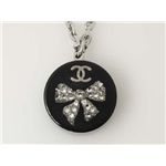 【現品限り】CHANEL（シャネル） ネックレス リボン ラインストーン シルバー/ブラック 【新品】