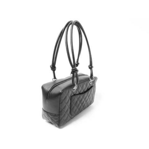 【中古SA】シャネル カンボンライン ボーリングバッグ 黒/白 A2517