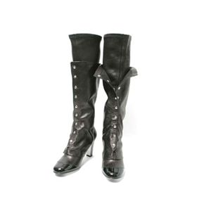 【現品限り】CHANEL(シャネル) ロングブーツ #38 1/2 カーフ ブラック 【中古SA】