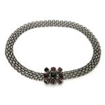 【現品限り】CHANEL（シャネル） チェーンベルト フラワー シルバー/ワインレッド 【中古A】