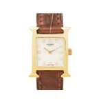 【現品限り】HERMES（エルメス） Hウォッチ PG/革ベルト 時計 K18PG クロコダイル 文字盤:ホワイトシェル HH1.170 【中古A】