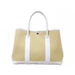 【現品限り】HERMES（エルメス） ガーデンパーティPM キャンバス カーフ ホワイト/ベージュ 刻印:N 【新品】