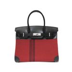 【現品限り】HERMES(エルメス) バーキン30 赤/ シルバー金具 カーフ トアルポタモス ブラック/レッド 刻印:J 【新品同様】