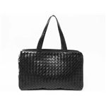 【現品限り】BOTTEGA VENETA（ボッテガヴェネタ） イントレチャート ハンドバッグ ラムスキン ブラック 【中古AB】