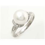 【現品限り】D0.15ct リング Pt900 ダイヤ パール プラチナ 【中古A】