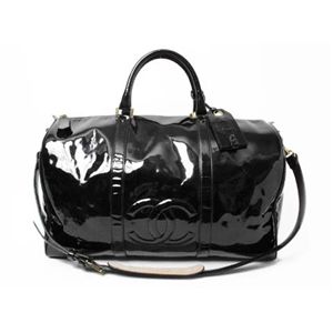 【現品限り】CHANEL(シャネル) ボストン スト付き エナメル ブラック 【中古B】