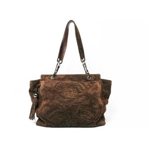 【現品限り】CHANEL(シャネル) フリンジ付きビッグチェーンショルダー スエード ブラウン 【中古B】