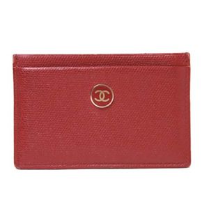 【現品限り】CHANEL(シャネル) ココボタン カードケース カーフ 赤 A20906 【中古AB】
