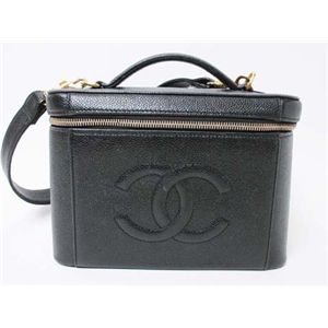 【現品限り】CHANEL(シャネル) バニティバッグ大 スト付き キャビアスキン ブラック 【中古B】