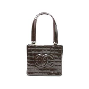 【現品限り】CHANEL(シャネル) チョコバー ハンドバッグ エナメル カーフ 茶 【中古AB】