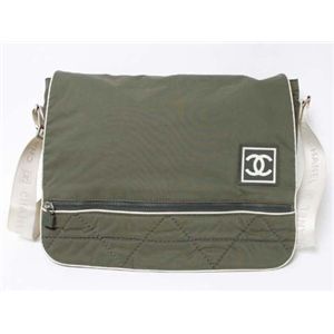 【現品限り】CHANEL(シャネル) スポーツライン 斜め掛けショルダー ナイロン 白/カーキ 【中古AB】