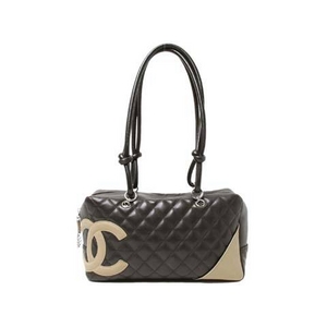 【現品限り】CHANEL(シャネル) カンボンライン ボーリングバッグ ブラウン/ベージュ A25171 【中古B】