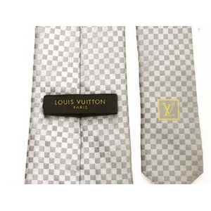 【現品限り】LOUIS VUITTON（ルイ ヴィトン） ネクタイ シルバー 【中古AB】
