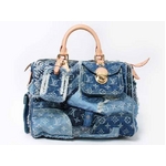 【現品限り】LOUIS VUITTON(ルイ ヴィトン) モノグラムデニム パッチワーク スピーディ30 M95380 ブルー 【中古SA】