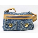 【現品限り】LOUIS VUITTON(ルイ ヴィトン)モノグラムデニム バギーPM ブルー M95049 ロングストラップ付き【中古AB】