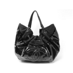 【現品限り】CHANEL（シャネル） シャネル ココ エナメルチェーンショルダー 黒 ブラック シルバー金具 【中古AB】