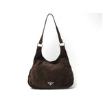 【現品限り】PRADA（プラダ） プラダ ショルダーバッグ スエード ブラウン BT0340【中古B】