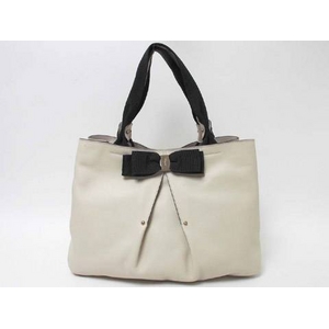 【現品限り】Ferragamo(フェラガモ) トートバッグ アイボリー/ブラック 21-B665 【新品同様】