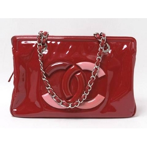 【現品限り】CHANEL(シャネル) リップスティックライン エナメル パテント チェーンショルダーバッグ 赤 A47926 【中古SA】