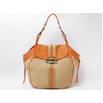 【現品限り】PRADA(プラダ) ショルダーバッグ ストロー/カーフ ナチュラル/オレンジ 【中古A】 【現品限り】PRADA(プラダ) ショルダーバッグ ストロー/カーフ ナチュラル/オレンジ 【中古A】