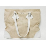【現品限り】PRADA（プラダ） プラダ トートバッグ キャンバス／カーフ ベージュ／ホワイト BR1571 【中古B】