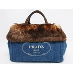 【現品限り】PRADA（プラダ） デニムトートバッグ エコファー ブルー／ブラウン BN2182 【新品】の詳細ページへ