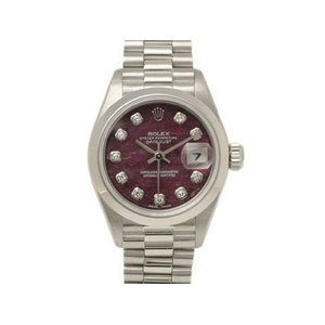 【現品限り】ROLEX(ロレックス) デイトジャスト 69166 レディース 10Pダイヤ ルベライト文字盤 【中古A】