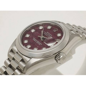 【現品限り】ROLEX(ロレックス) デイトジャスト 69166 レディース 10Pダイヤ ルベライト文字盤 【中古A】