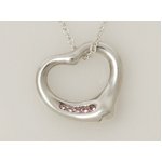 【美品 現品限り】 TIFFANY ［ティファニー］ オープンハート　ネックレス　シルバー　ピンクサファイヤ5P 【中古A】