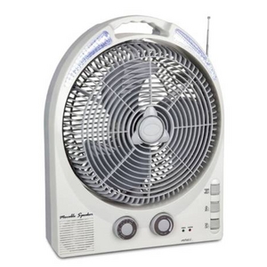 充電式 30cm大型扇風機 20LEDライト+ラジオ付き