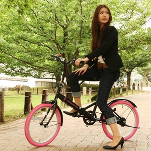 20インチ折畳自転車カラーモデル　ブラック×ピンク